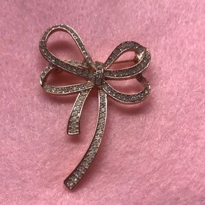 Vintage Rhinestone Bow Ribbon Brooch/Pin